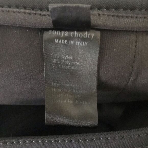 Sonya Chodry Pants Size 4 Black Skinny Biker Zipper Accents Made in Italy - Picture 11 of 16